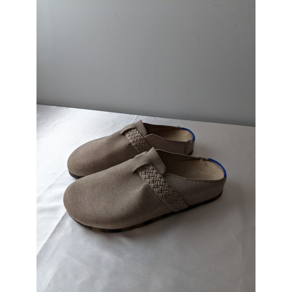 Rothy's The Casual Clog Sesame Tan Braided Knit Tortoise Sole Womens 8 Mens 7
